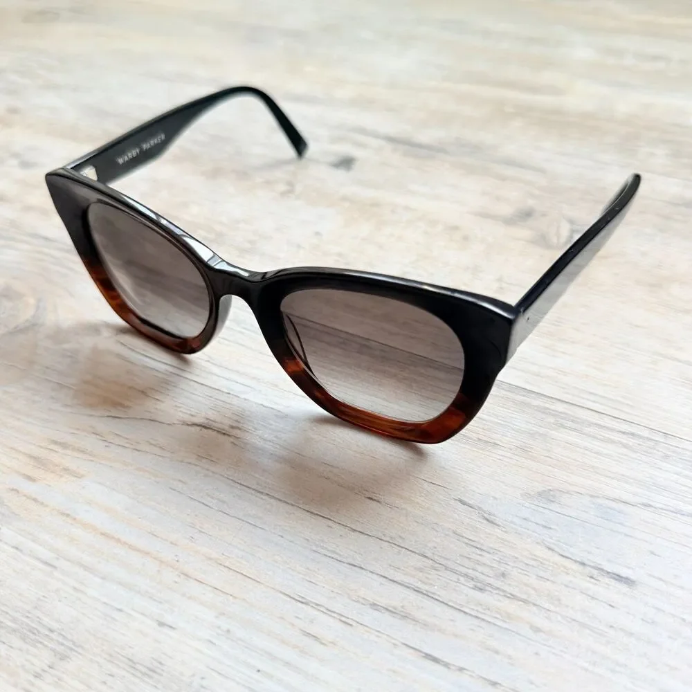 Warby Parker Augusta W 261 Oversized Cat Eye Sunglasses Black Brown Ombre